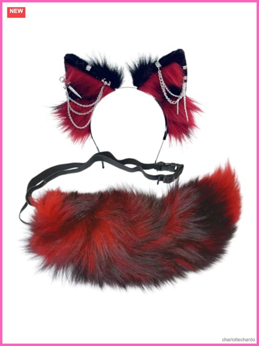 Wolf Ear Headband & Tail Set Faux Fur Cosplay Costume Accessory